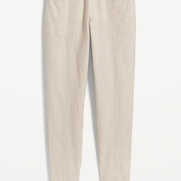 NWT OLD NAVY High-Waisted Cropped Linen-Blend Tapered Pants Flax Linen MEDIUM - Picture 4 of 5